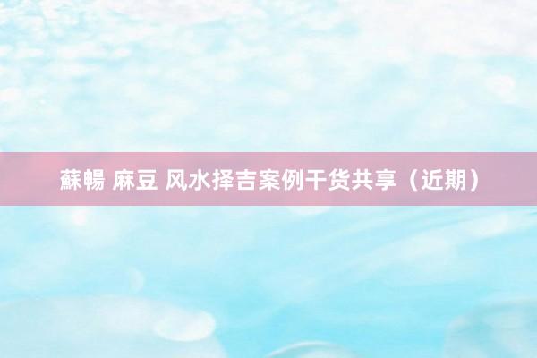 蘇暢 麻豆 风水择吉案例干货共享（近期）