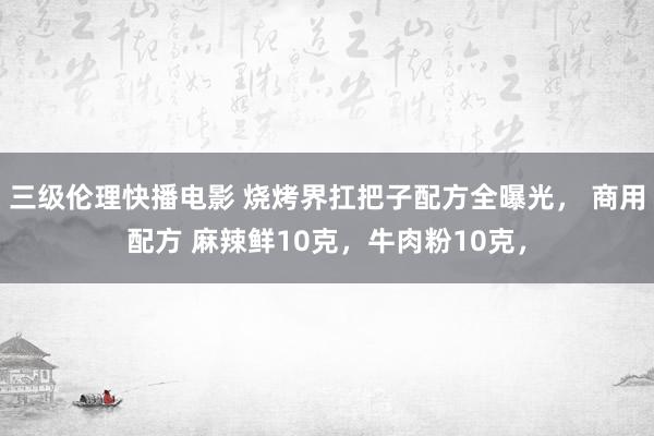 三级伦理快播电影 烧烤界扛把子配方全曝光, 商用配方 麻辣鲜10克,牛肉粉10克,