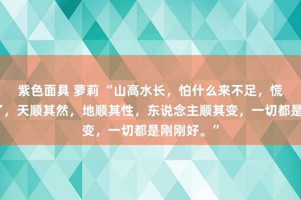 紫色面具 萝莉 “山高水长，怕什么来不足，慌什么到不了，天顺其然，地顺其性，东说念主顺其变，一切都是刚刚好。”